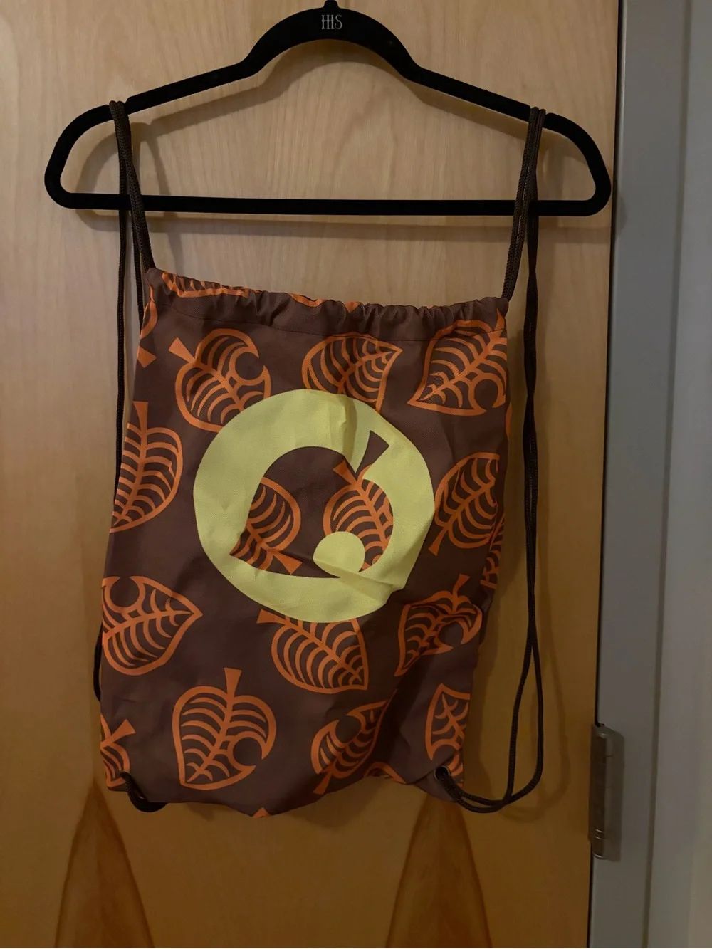 Brown & Orange Animal Crossing Print Drawstring Backpack